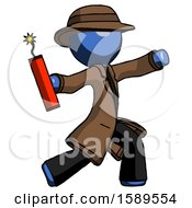 Poster, Art Print Of Blue Detective Man Throwing Dynamite