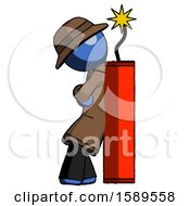 Poster, Art Print Of Blue Detective Man Leaning Against Dynimate Large Stick Ready To Blow