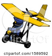 Poster, Art Print Of Blue Police Man In Ultralight Aircraft Top Side View
