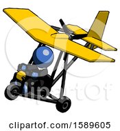 Poster, Art Print Of Blue Clergy Man In Ultralight Aircraft Top Side View