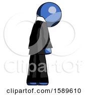 Poster, Art Print Of Blue Clergy Man Depressed With Head Down Back To Viewer Right