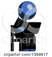 Poster, Art Print Of Blue Clergy Man Using Laptop Computer While Sitting In Chair Angled Right