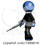 Poster, Art Print Of Blue Clergy Man With Sword Walking Confidently