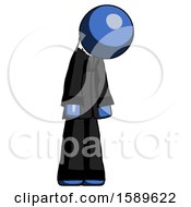 Blue Clergy Man Depressed With Head Down Turned Right