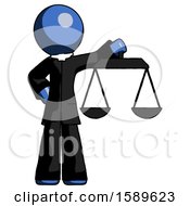 Poster, Art Print Of Blue Clergy Man Holding Scales Of Justice