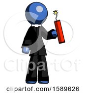 Blue Clergy Man Holding Dynamite With Fuse Lit