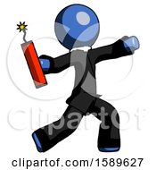 Poster, Art Print Of Blue Clergy Man Throwing Dynamite