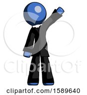 Blue Clergy Man Waving Emphatically With Left Arm