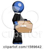 Poster, Art Print Of Blue Clergy Man Holding Package To Send Or Recieve In Mail