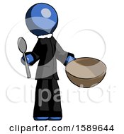 Poster, Art Print Of Blue Clergy Man With Empty Bowl And Spoon Ready To Make Something