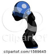 Blue Clergy Man With Headache Or Covering Ears Turned To His Left