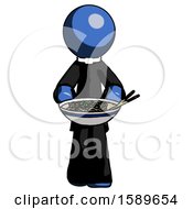 Poster, Art Print Of Blue Clergy Man Serving Or Presenting Noodles