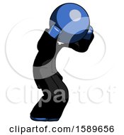 Blue Clergy Man With Headache Or Covering Ears Turned To His Right