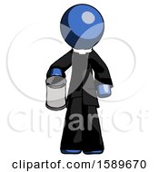 Poster, Art Print Of Blue Clergy Man Begger Holding Can Begging Or Asking For Charity