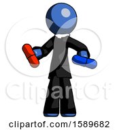 Poster, Art Print Of Blue Clergy Man Red Pill Or Blue Pill Concept