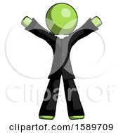 Poster, Art Print Of Green Clergy Man Surprise Pose Arms And Legs Out