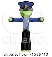 Green Police Man T Pose Arms Up Standing