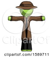 Poster, Art Print Of Green Detective Man T-Pose Arms Up Standing