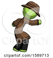 Poster, Art Print Of Green Detective Man Sneaking While Reaching For Something