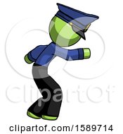 Poster, Art Print Of Green Police Man Sneaking While Reaching For Something