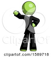 Green Clergy Man Waving Right Arm With Hand On Hip