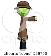Green Detective Man Pointing Right