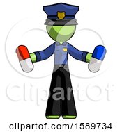 Poster, Art Print Of Green Police Man Holding A Red Pill And Blue Pill