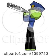 Poster, Art Print Of Green Police Man Thermometer In Mouth