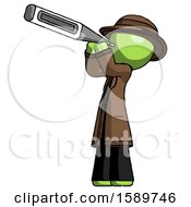 Poster, Art Print Of Green Detective Man Thermometer In Mouth