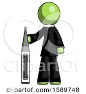Poster, Art Print Of Green Clergy Man Standing With Large Thermometer