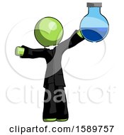 Poster, Art Print Of Green Clergy Man Holding Large Round Flask Or Beaker