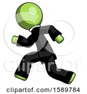 Green Clergy Man Running Fast Left