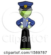 Poster, Art Print Of Green Police Man Hands On Hips