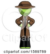 Poster, Art Print Of Green Detective Man Hands On Hips