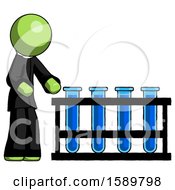 Poster, Art Print Of Green Clergy Man Using Test Tubes Or Vials On Rack