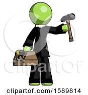 Poster, Art Print Of Green Clergy Man Holding Tools And Toolchest Ready To Work