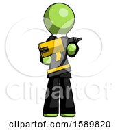 Poster, Art Print Of Green Clergy Man Holding Large Drill