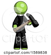 Poster, Art Print Of Green Clergy Man Holding Hammer Ready To Work