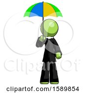 Poster, Art Print Of Green Clergy Man Holding Umbrella Rainbow Colored