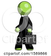 Green Clergy Man Walking With Briefcase To The Left