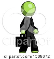 Poster, Art Print Of Green Clergy Man Walking With Briefcase To The Right