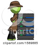 Poster, Art Print Of Green Detective Man Resting Against Server Rack