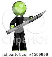 Poster, Art Print Of Green Clergy Man Holding Large Scalpel