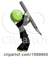 Green Clergy Man Stabbing Or Cutting With Scalpel