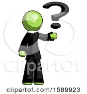 Poster, Art Print Of Green Clergy Man Holding Question Mark To Right