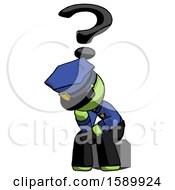 Poster, Art Print Of Green Police Man Thinker Question Mark Concept