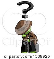 Poster, Art Print Of Green Detective Man Thinker Question Mark Concept