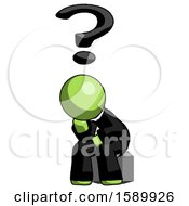 Poster, Art Print Of Green Clergy Man Thinker Question Mark Concept