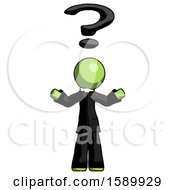 Poster, Art Print Of Green Clergy Man With Question Mark Above Head Confused