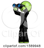 Poster, Art Print Of Green Clergy Man Looking Through Binoculars To The Left